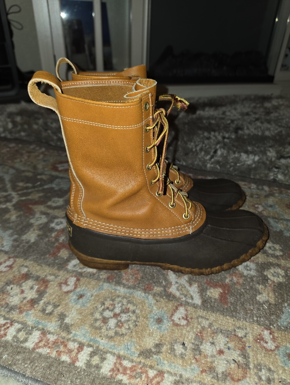 L.L. BEAN 'Bean Boots' Brown/Tan Leather Size 11-11.5 Vwey Good Pre-owned!